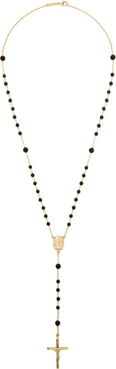Dolce & Gabbana Gold & Black Rosary Necklace In Zoo00 Oro