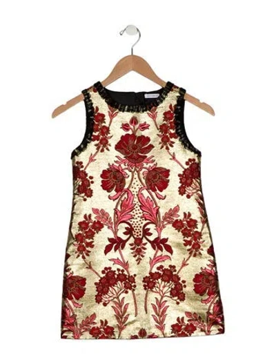 Pre-owned Dolce & Gabbana Kids' Gold And Multicolor Patterned Sleeveless Dress With Zip Closure In Black/gold/red