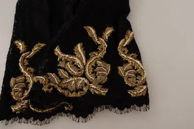 Dolce & Gabbana Gold Baroque Embroidered Shorts In Black