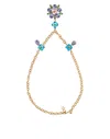 DOLCE & GABBANA GOLD BRASS CHAIN CRYSTAL FLORAL PENDANT CHARM NECKLACE