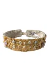 DOLCE & GABBANA GOLD BRASS FAUX PEARL FLORAL EMBELLISHED BELT