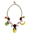 Dolce & Gabbana Gold Brass Fruit Pendants Flowers Crystal Logo Necklace In Gold