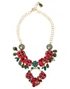 Dolce & Gabbana Gold Brass Link Chain Rosepetal Crystal Pendant Women's Necklace In Gold