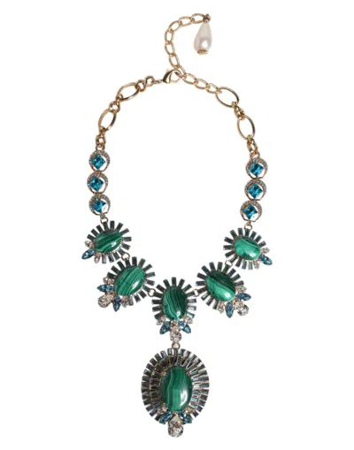Pre-owned Dolce & Gabbana Gold Brass Pietre Oval Crystal Embellished Women's Necklace ()
