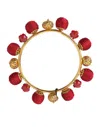 Dolce & Gabbana Gold Brass Red Runway Sicilia Natale Roses Bracelet In Red