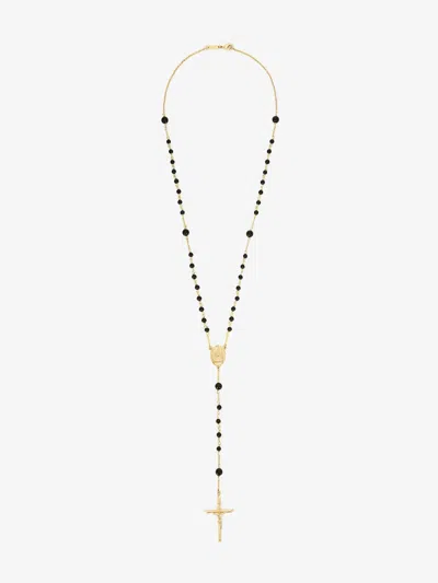 Dolce & Gabbana Gold Brass Rosary With Natural Stones
