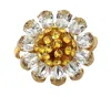 Dolce & Gabbana Gold Brass Yellow Crystal Flower Women's Ring In Gold