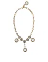 Dolce & Gabbana Gold Chain Brass Crystal Clock Statement Necklace In Gold