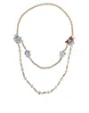 Dolce & Gabbana Gold Chain Brass Floral Layered Crystal Pearl Necklace In Red