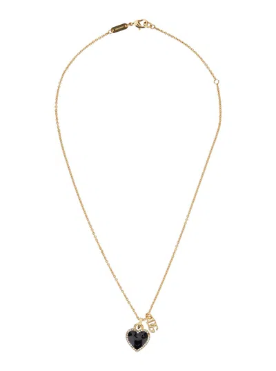 DOLCE & GABBANA GOLD COLORED NECKLACE WITH LOGO PENDANT AND HEART PENDANT IN BRASS WOMAN