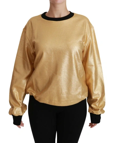 Dolce & Gabbana Gold Cotton Crewneck Pullover Wome
