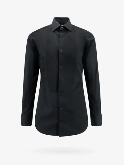 Dolce & Gabbana Gold Cotton Shirt In Black