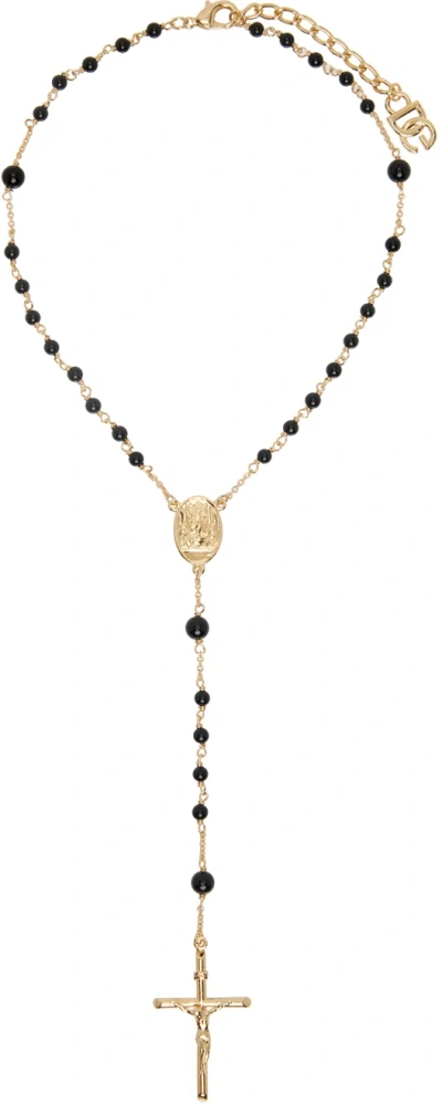 Dolce & Gabbana Gold Cross Necklace In Zoo00 Oro