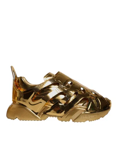 Pre-owned Dolce & Gabbana Gold Daymaster Leather Low Top Sneakers Men's Shoes ()