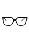 Dolce & Gabbana Gold-detail Square Glasses In Black