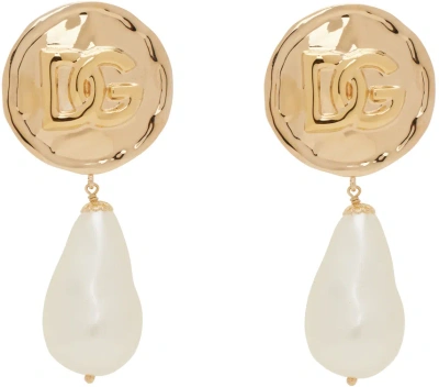 Dolce & Gabbana Gold 'dg' Earrings In Zoo00 Oro