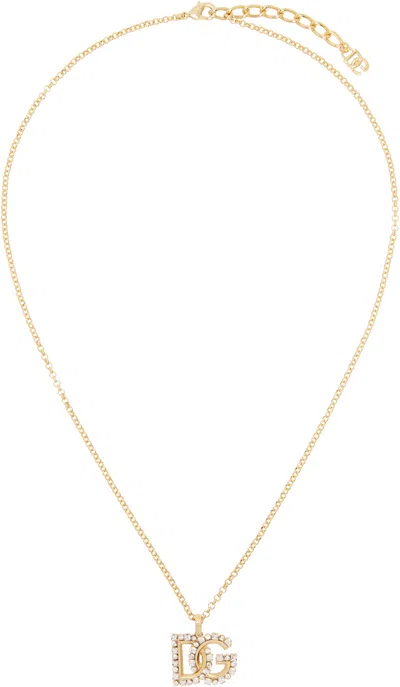 Dolce & Gabbana Gold 'dg' Logo Chain Necklace In Zoo00 Oro