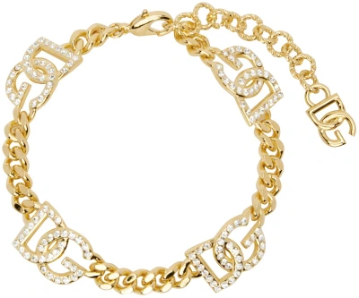 Dolce & Gabbana Gold Dg Logo Choker In Zoo00 Oro