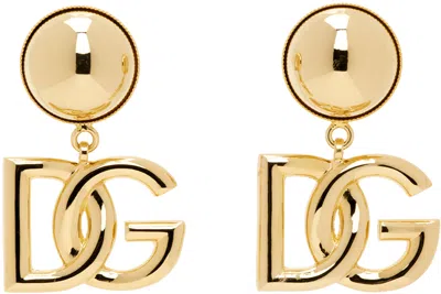 Dolce & Gabbana Gold 'dg' Logo Clip-on Earrings In Zoo00 Oro