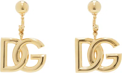 Dolce & Gabbana Gold 'dg' Logo Earrings In Zoo00 Oro