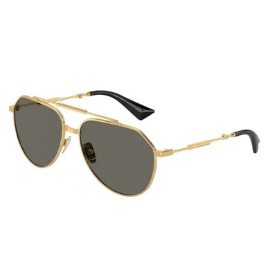Dolce & Gabbana Gold Frame Metal Sunglasses With Gray Lenses