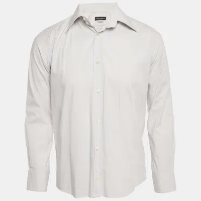 Pre-owned Dolce & Gabbana Gold Grey Cotton Long Sleeve Shirt M In Gray