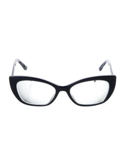 Pre-owned Dolce & Gabbana Gold Leaf Cat-eye Eyeglasses In Blue