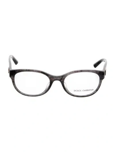 Pre-owned Dolce & Gabbana Gold Leaf Round Eyeglasses In Gray