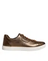 Dolce & Gabbana Gold Leather Logo London Men Sneaker Men's Shoes In Gold