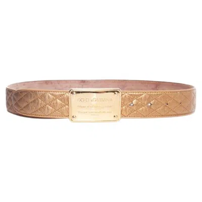 Pre-owned Dolce & Gabbana , Gold Leather Quilted Belt