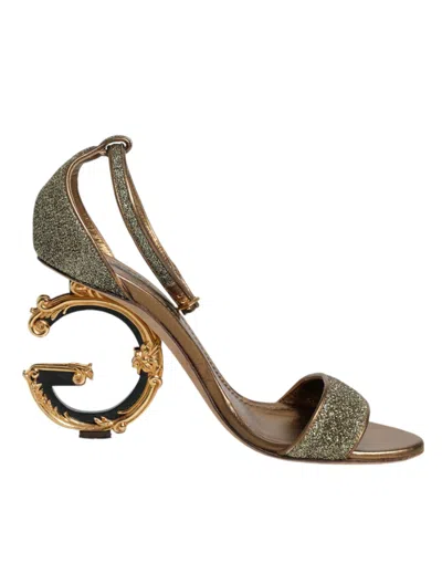Pre-owned Dolce & Gabbana Gold Lurex Ankle Strap Heel Sandals Women's Shoes ()