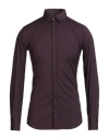 Dolce & Gabbana Gold Man Shirt Plum Size 17 ½ Cotton, Polyamide, Elastane In Purple