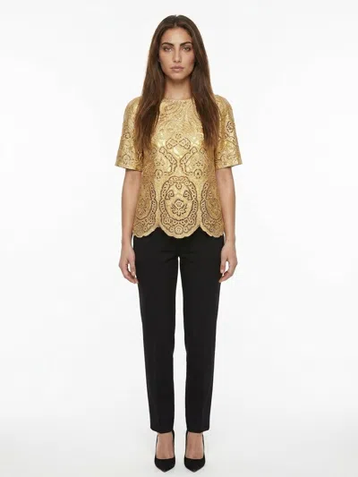 Dolce & Gabbana Lace Blouse In Gold