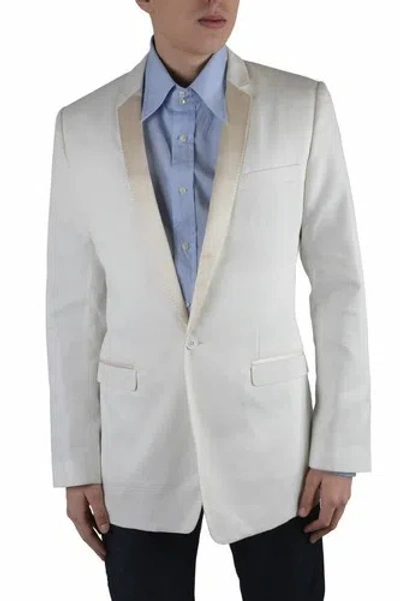 Pre-owned Dolce & Gabbana "gold" Men's White Silk One Button Blazer Size Us 36 It 46