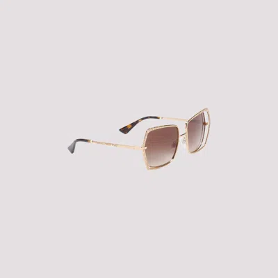 Dolce & Gabbana Gold Metal Print Sunglasses In Grey