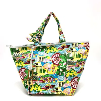 Pre-owned Dolce & Gabbana Gold Multi-color Canvas Leather Tote Bag ()