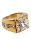 Dolce & Gabbana Gold Plated 925 Silver Clear Crystal Ring In Gold