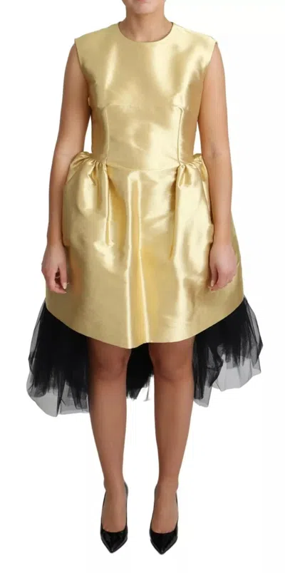 Pre-owned Dolce & Gabbana Gold Polyester Sleeveless A-line Tulle Women's Dress () In Multi