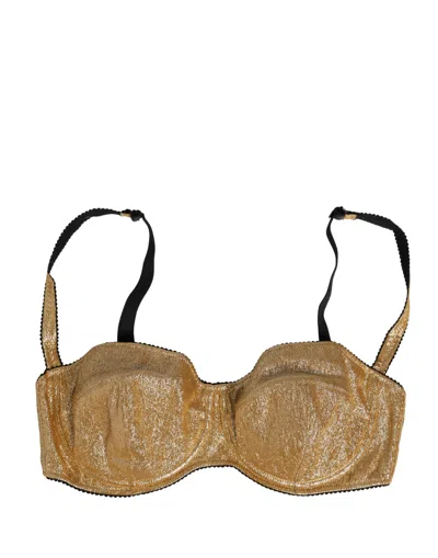 Dolce & Gabbana Gold Semi-pad Underwire Balconette Bra Underwear In Brown