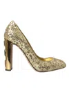 Dolce & Gabbana Gold Sequin Crystal Heels Pumps Shoes In Gold