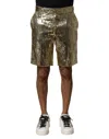 Dolce & Gabbana Gold Sequin Polyester Embellished Bermuda Shorts In Gold