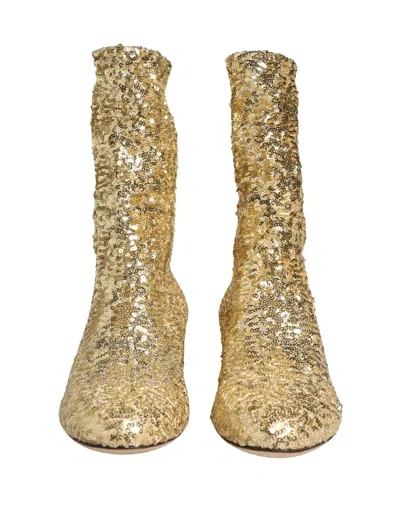 Dolce & Gabbana Gold Sequined Boot