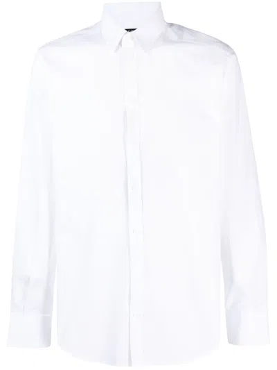 Dolce & Gabbana Gold Shirt In Stretch Cotton Poplin In White