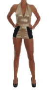 Dolce & Gabbana Gold Silk Stretch Romper Body In Gold