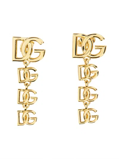 Dolce & Gabbana Gold Silver Brass Earrings In Pink