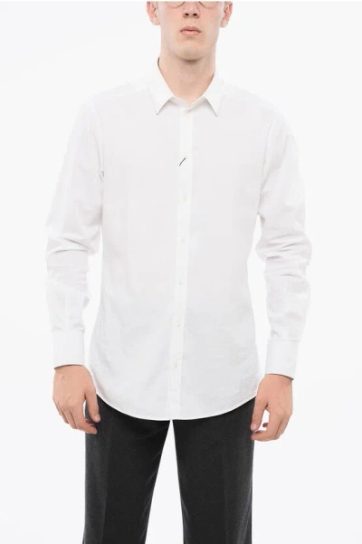 Dolce & Gabbana Gold Standard Collar Stretch Cotton Shirt In White