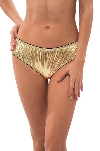 Dolce & Gabbana Gold Textured Bikini Bottom Swimwear