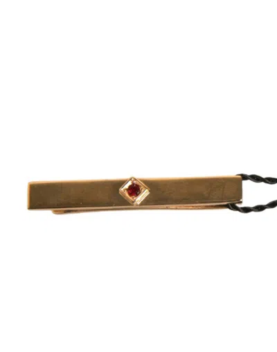 Dolce & Gabbana Gold Tone Brass Crystal Branded Tie Clip Men's Bar