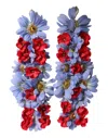 Dolce & Gabbana Gold Tone Brass Floral Crystal Clip On Dangling Earrings In Gold