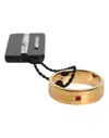 Dolce & Gabbana Gold Tone Brass Red Crystal Dg Logo Ring In Gold